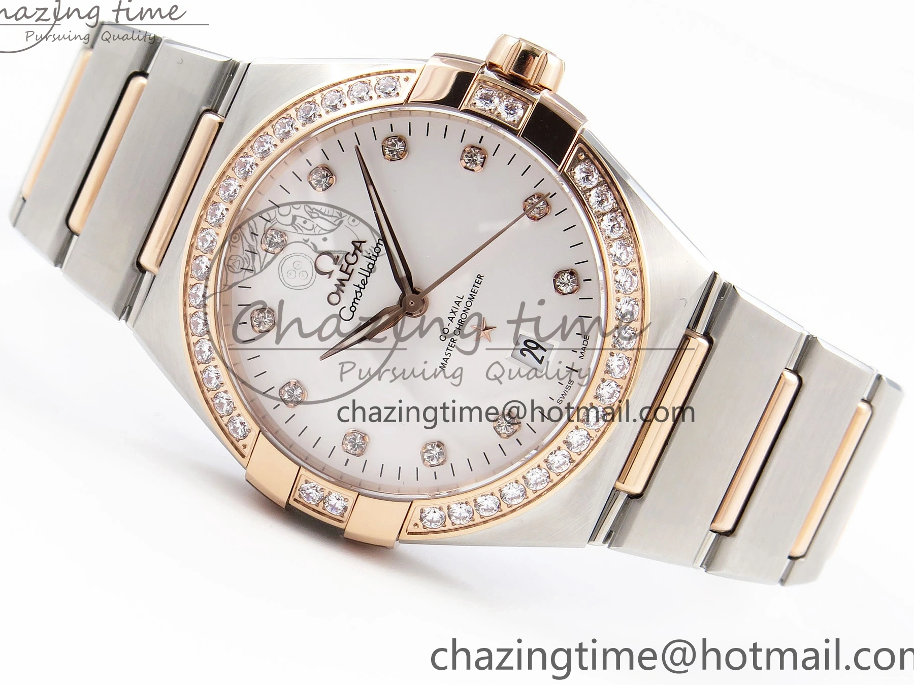 1231 Lightweight Constellation 39mm SS RG Diamonds Bezel ASWF 1:1 Best Edition White Diamonds Dial on SS RG Bracelet A 7774